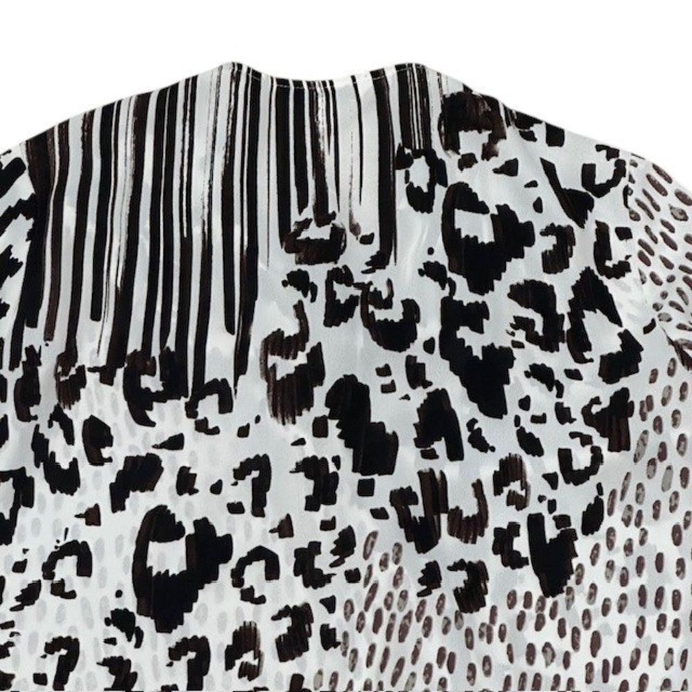 Cabi‎ XS Animal Print Blouse Top Tie Neck Long Sleeve Abstract White Black - Picture 11 of 15